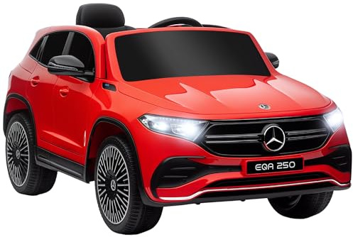 HOMCOM Coche Eléctrico para Niños Mercedes-Benz EQA Coche de Batería 12V con Control Remoto Música Bocina Velocidad 3-8 km/h para Niños de 3-8 Años 111,5x69x52,5 cm Rojo