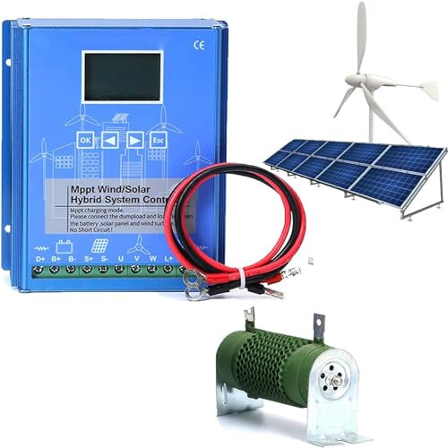 FANYING Contrôleur Hybride éolien et Solaire 8000W, Affichage LED 12V/24V/48V, Charge Mppt Boost Multifonction, éolienne et Hybride Solaire,24V