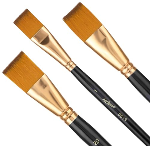 Prasacco 3 Stück Pinsel Set, Nylon Flache Pinsel 3 Größen Malpinsel Set Kleine Künstlerpinsel mit Schwarzer Griff für Ölmalerei, Aquarellmalerei, Gouachemalerei, Acrylmalerei, Körpermalerei