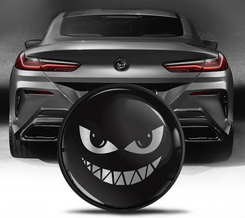 Biomar Labs Motorhaube Kofferraum Plakette Abzeichen 74 mm Kompatibel mit BMW Emblem 51148219237 Schwarz Gruseliges Lächeln EZ 31