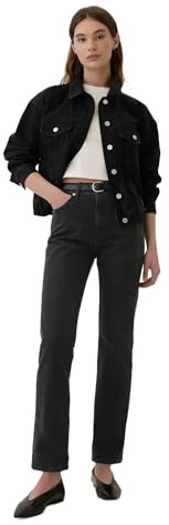 GAP Womens High Rise Straight Fit Denim Jeans Washed Black 34 REG