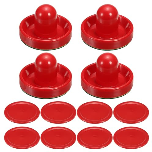 PATIKIL 96mm Empujadores y Discos de Hockey de Aire, Accesorios de Repuesto para Mangos de Mesa (4 Empujadores con Almohadillas, 8 Discos)