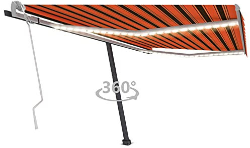 Mengtu Mobili Tenda da Sole Retrattile Manuale Tende da Sole per Esterno Tende da Sole per Balconi Tenda da Sole per Esterno Tenda da Sole a Bracci Estensibili LED 400x300cm Arancio Marrone Decor Casa
