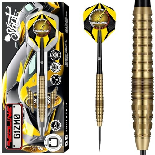Shot! Redline Gizmo Steeldarts 23g – 80% Tungsten Präzisionsdarts mit Gold-Titanbeschichtung