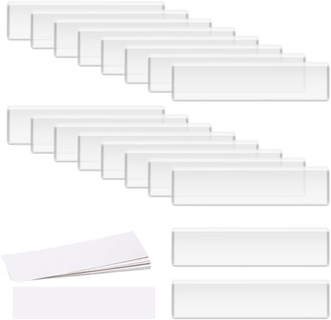 JIHUOO Selbstklebende Etikettenhalter für Aktenschrank, Etikettenhalter, Karteikarten, Taschen, Regal, Etikettenhalter, mit 40 Etiketten, 40 Stück