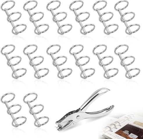 Casenly Binder Ringe, 14 Stück 3-Ringe Karteikarten Buchringe mit Lochzang, 20mm Loseblatt Verbinder Ringe, Metall Lose Blatt Buch Ringe, Buch Loseblattbinder Ringe für Notizbücher, Fotoalbum, Bücher