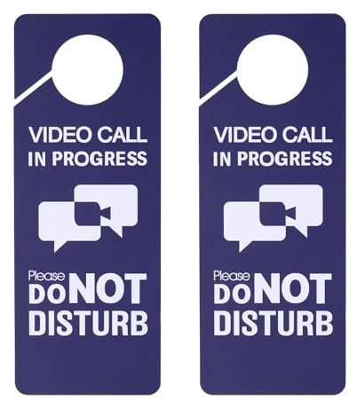 PATIKIL Do Not Disturb Panneau de Porte, 2 Pièces PVC Double Face Appel Vidéo en Cours Panneau de Porte pour Bureau, Réunion, Session, Maison, Enregistrement, Violet, 9,3 x 3,5