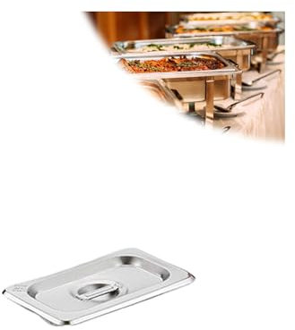 NJDQFA Gastronormbehälter,Zubehör Für Dampfgarer Dampfbacköfen,Edelstahl Restaurantbedarf Wiederverwendbar Dampf Hotel Wasserpfanne,1/9（17.5 * 11cm）,Closed lid