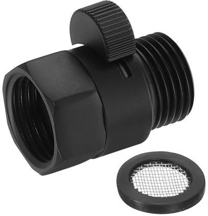 sourcing map Water Flow Control Valve, 1 PCS 1/2 NPT Shower Head Shut Off Valve, Brass Water Pressure Regulator for Shower Head or Bidet Spray (Black)