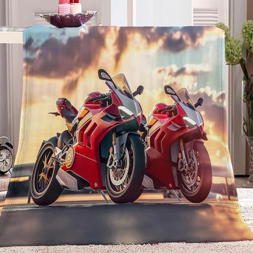 Sport, Motorrad, Rot Kuscheldecke Mehrfarbig Flauschig Decke Fleecedecke, Sofa Überwurfdecke, Wohndecke Warm Weich Sherpa Wolldecke, Gemütlicher Überwurf Für Bett und Couch 180x200 cm