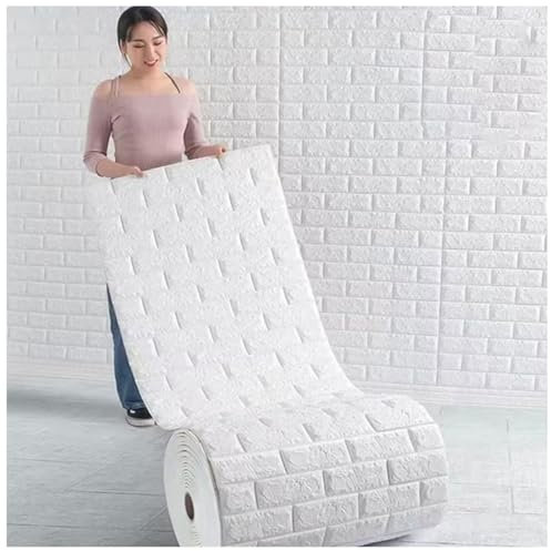 3D Brick Wallpaper 3D Wall Panels Waterproof Masonry Effect Brick Wallpaper 3D Tile Brick Wall Sticker Self-Adhesive PE Foam Panel for Kitchen, Bathroom, Living Room(50cm x 5m)