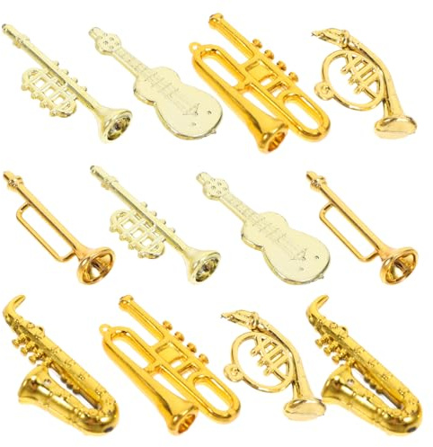 Cabilock 24 Goldene Kleiner Musikinstrumente aus Abs Weihnachts Kleiner Instrument als Hängedeko für Selbstgemacht Projekte und Theater 24 Stück