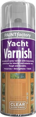 GSV Essentials Clear Gloss Yacht Varnish Spray, All Purpose Spray Varnish Paint, Satin Finish Wood Color Spray Paint ,Long Lasting Protection for Interior & Exterior Use, 250ml (1 PCS)