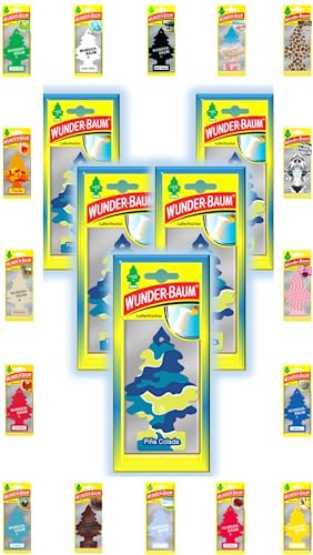 Wunder-Baum Autoduft Lufterfrischer Duftbaum Düfte 5 Stück + Stift light-tribe (Pina Colada)
