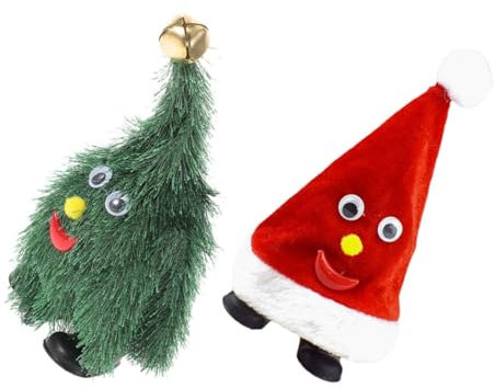 Abaodam 2stücke Elektrisches Schwingendes Weihnachtsmützen-Spielzeug Mit Tanzendem Weihnachtsbaum Interaktives Animiertes Weihnachtsdekor Für Junge Mädchen Vielseitig Einsetzbar in Schule