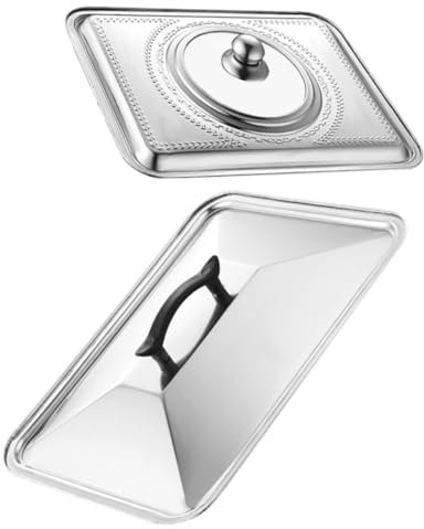 JEWEDECO 2piezas Tapa Rectangular De Acero Inoxidable Unidades para Ollas y Sartenes para Cocinar Visible y Resistente