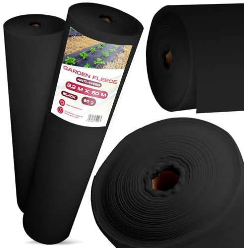 Instalguru Tessuto Antierbacce 80 g/m² 3,2x50 m Telo Pacciamatura Nero Resistente UV Giardino Vialetti Aiuole Blocco Crescita Erbacce Barriera Erbacce Copertura Esterna Terreno