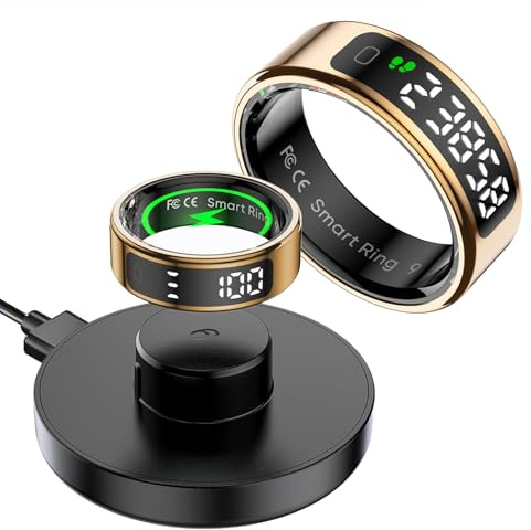 findtime Smart Ring with Display Heart Rate Monitor Fitness Ring Step Counter Sleep Tracker Health Rings Calories Prayer Counting Fitness Tracker for Android iOS