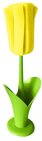 WPKD BLUEIY Bottle Sponge Brush, Unique Design Long Handle Multifunctional Soft Brush for Home Kitchen Office, Yellow, Ideal for Water Bottles and Cups Cleaning