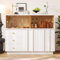 boorbin Armario de cocina, aparador con puertas de cristal, armario de almacenamiento, armario buffet para cocina, comedor y salón, armarios blancos, puertas de cristal ahumado (120 × 33 × 95 cm)