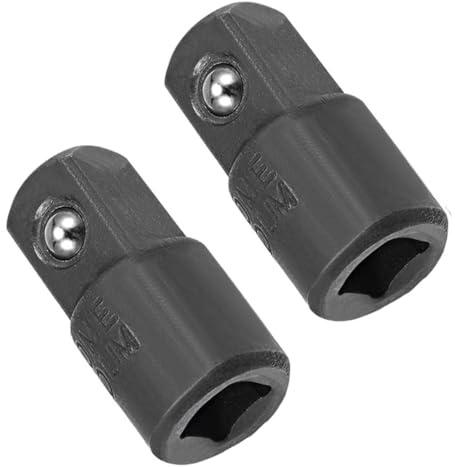 TA-VIGOR 2Pcs 1/4 Inch Drive (F) to 3/8 Inch (M) Socket Reducer Adapter, Chrome Vanadium Steel Cr-V Impact Grade Converter with Spring Ball Detent, Black