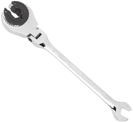 Garsent Llave de Trinquete de Cabeza Flexible de 8 Mm, Llave Combinada de Acero de Vanadio Cromado de 12 Puntos con 72 Engranajes de Trinquete de Dientes, para Mantenimiento Automotriz