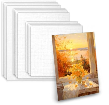 Strehknewen 12 Stück Malkarton Leinwand Set – (20x20cm,20x25cm,20x30cm)– Vorgespannte Weiße Leinwände 3 mm dick – Für Acrylfarben, Ölmalerei und DIY Projekte