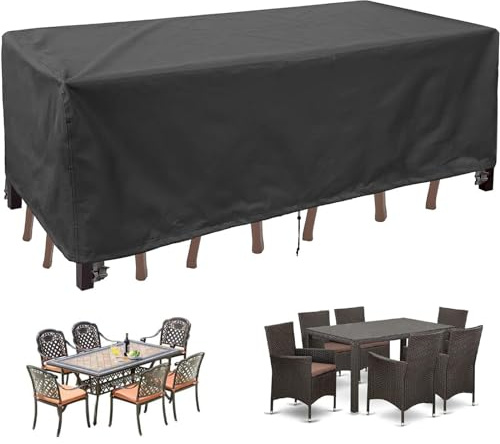 Copertura resistente per mobili da giardino, impermeabile, per tavolo da pranzo da esterno, 360 x 360 x 100 cm, in rattan, protezione per tavolo da barbecue rettangolare