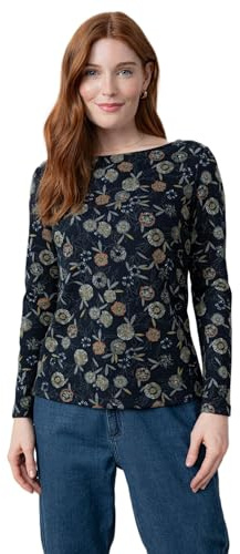 Lily & Me Angela Floral Print Knit Top - Navy - Size 10