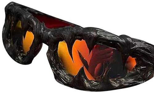 Fenayuu Gothic Glasses | Halloween Glasses Costume Accessories - UV400 Protection Stylish Dark Fashion Sunglasses for Women Holiday Concert Party