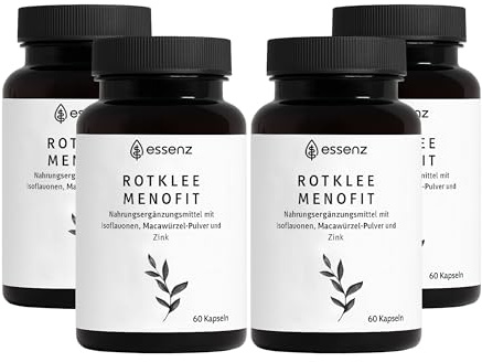 ESSENZ - Rotklee MenoFit 4x60 Kapseln - Natürliche Kapseln mit Rotklee-Extrakt & Maca-Wurzel-Pulver. Zur Unterstützung des Wohlbefindens in den Wechseljahren