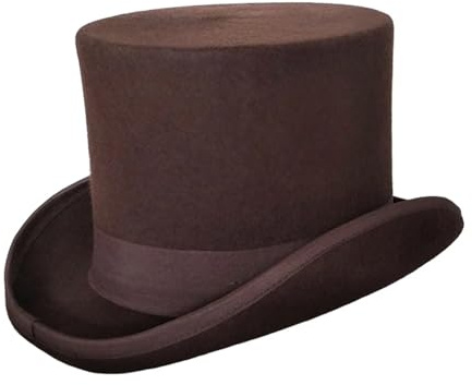 DJSKLDF Cylinderhatt Polyester Filt Cylinderhatt för Män Kvinnor Hög Hatt Festklänning Fedora Teater Wizard (Coffee,M)
