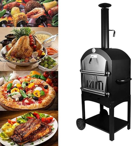 Four à pizza au bois – Four à pizza portable d'extérieur avec thermomètre et sac de transport pour le camping et la cuisine dans le jardin