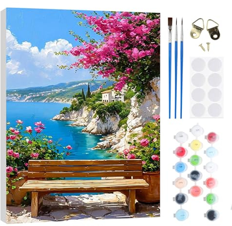 RICUVED Paysage Peinture Numero Adulte,Fleurs Kits de Peinture au Numéro avec pinceaux Peinture de Dessin de Pigment Acrylique, Paint by Numbers avec Cadre pour Décoration 20x30cm