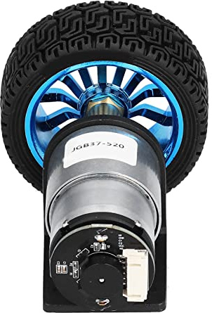 Karlak Encoder-Motor-Set, CW-CCW-Welle, Gleichstrom-Getriebemotoren mit Halterungsrad für Balance-Auto, DC12 V, Hochfest, Magnetisch, Leise und Robust, Messing, Kupfer, Magnetische (178 U/min)