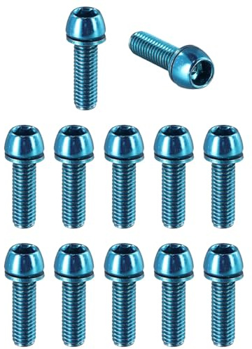 12 Pcs M6x20mm Bicycle Stem Bolts,2 Colors Alloy Steel Handlebar Stem Screws with Washers,Bike Stem Fixed Screws stem Bolt,Bike Disc Brake Caliper Bolts for Mountain Road Bicycle (Blue)