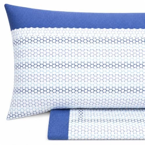 Vionara Home Completo Lenzuola Matrimoniale in 100% Cotone, Set Lenzuola, Completo Letto Puro Cotone, Lenzuola Sotto con angoli, Sopra e Federe (M171 - Blu)