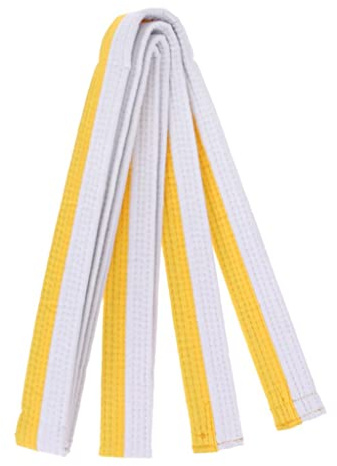 QLoztyse Professioneller Gürtel Karate Judo Doppelwickel Kampfsport Streifen Sportgürtel, Weiß Gelb