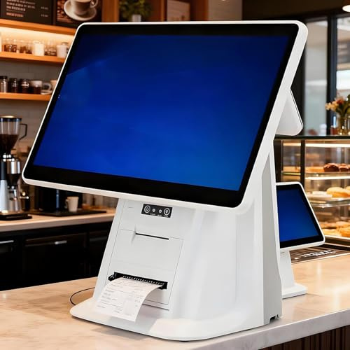 Pnpaea Caisse Enregistreuse écran Tactile Intelligente,Moniteur Caisse LCD Tout-en-Un Double écran 15,6''pour Petites Entreprises Caissier Menu Professionnel Magasin,Supermarché DualScreen-A