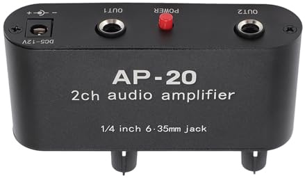 Generic Amplificatore a 2 Amplificatore Stereo con Regolazione del Guadagno in Alluminio Durevole per Strumenti Sonori 1 Pz