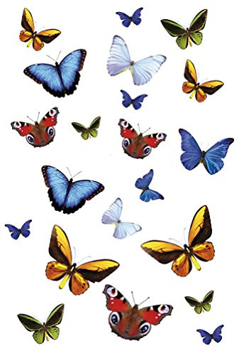 Kleine Wolke 1907148837 Static Deco Elements Butterfly Film Electrostatique pour Salle de Bain/WC PVC Multicolore 35 x 24 cm
