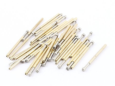 uxcell Test Probe Pin 40Pcs P125H 2,5mm Dmr. Kronen Spitze Federkontaktstifte 33mm für Leiterplatten Gold-Ton, Silber Ton