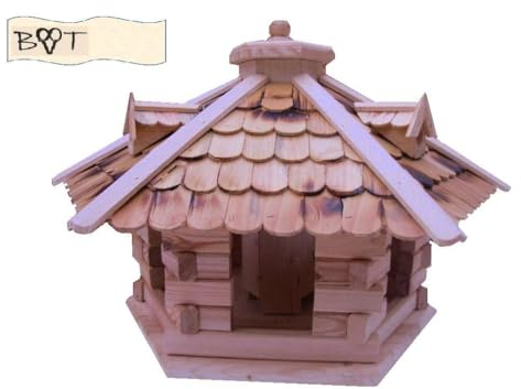 BTV Batovi Vogelhaus, XXL Vogelvilla Vöglehus aus Holz Vogelhaus, große Vogelvilla Natur hell SG50ngOS geflammt ohne Ständer