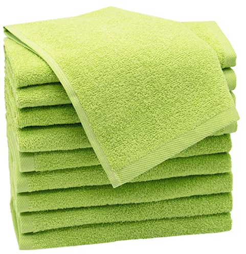 ZOLLNER 10er Set Gästehandtücher - weiche und saugstarke Handtücher - waschbar bis 95°C - Baumwolle - 30x50 cm in grün