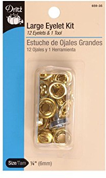 Dritz 659-35 Large Eyelet Kit with Tool, Gilt, 1/4-Inch 12-Count