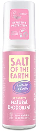 Salt of the Earth – Refillable Natural Deodorant Spray – 100% Natural Origin Ingredients - Vegan, Long Lasting Protection – Suitable For Women, Men & Kids - 100ml (Lavender & Vanilla)