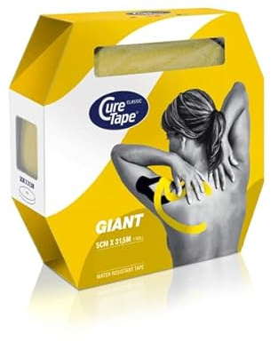 CureTape® Kinesiologie Tape (5 cm x 31,5 m) | Wasserfest und latexfreies Kinesiotapes | Kinesiotape mit TÜV-Zertifikat | Sporttape für den Profi | Physio Tape für Verletzungen & Beschwerden | Gelb
