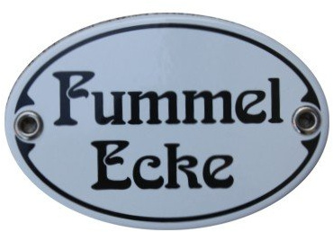 Türschild Fummel Ecke Emaille Schild Jugendstil 7 x 10,5 cm Emailschild weiß (ohne Holzrahmen)