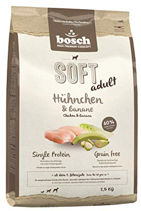 bosch HPC SOFT Hühnchen & Banane | halbfeuchtes Hundefutter für ausgewachsene Hunde aller Rassen | Single Protein | grain-free | 1 x 2.5 kg