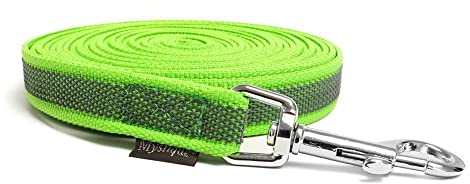 Mystique® Gummierte Schleppleine 20mm mit Handschlaufe Standard Karabiner neon grün 20m